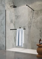 Radaway Modo New Black II 105 Walk-in zuhanyfal törölközőtartóval