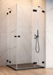 Radaway Essenza Pro Black KDD 90 B átlátszó szögletes zuhanykabin