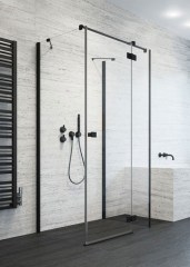 Radaway Essenza New Black KDJ+S 80 átlátszó szögletes fekete zuhanykabin
