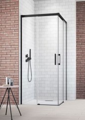 Radaway Idea Black KDD 110 J átlátszó szögletes fekete zuhanykabin