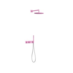 Tres Study Exclusive falba süllyesztett termosztátos zuhany csaptelep, esőztetővel, kézizuhannyal, fuchsia  20735201TFU